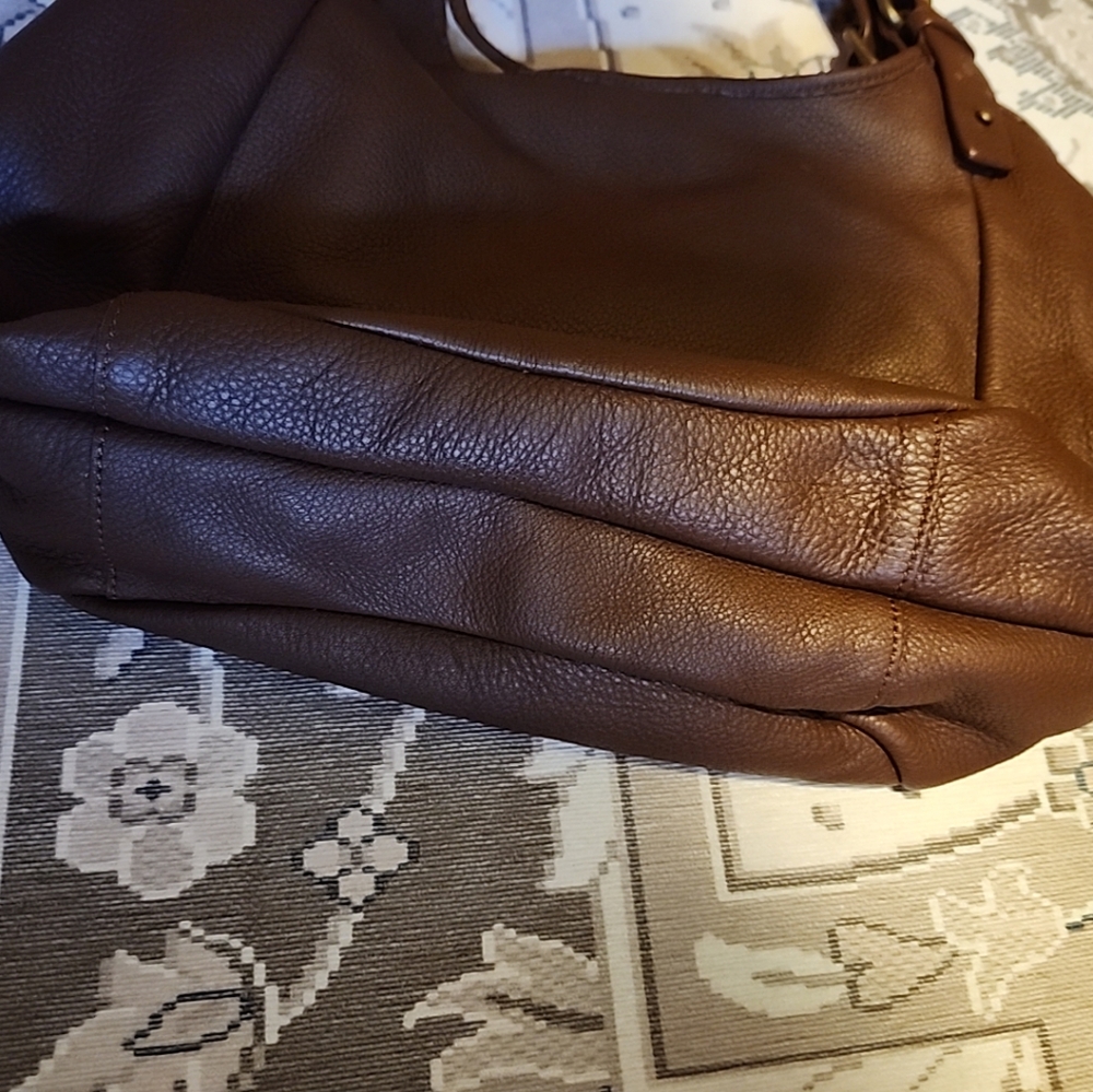 Luxe Rachel Zoe Brown Pebbled Leather Shoulder buckle bucket braided bag - Picture 11 of 16